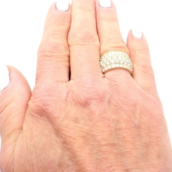 Authentic! Cartier Nigeria 18k Yellow Gold Diamond Wide Band Ring Size 53 - Picture 4 of 10